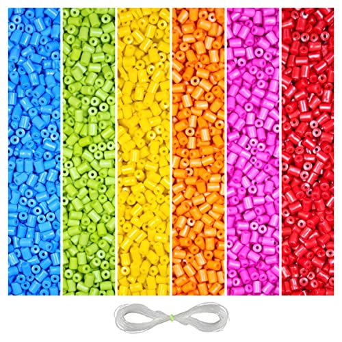 Image of 990 Pcs Pipe Beads for Jewellery Making Kit, DIY Plastic Beads for Bracelet Making Kit, Beading, Beadwork, Crafting, Embroidery, Bead Craft, Pearls for Craft - Multicolour, 180g, 6mm*3mm