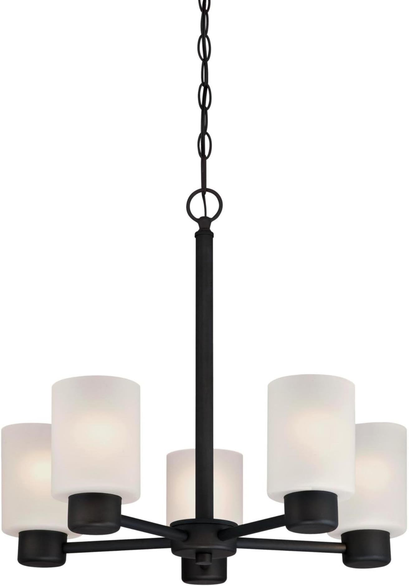 6353800 Sylvestre Five-Light Indoor Chandelier, Oil Rubbed Bronze Finish with Frosted Glass