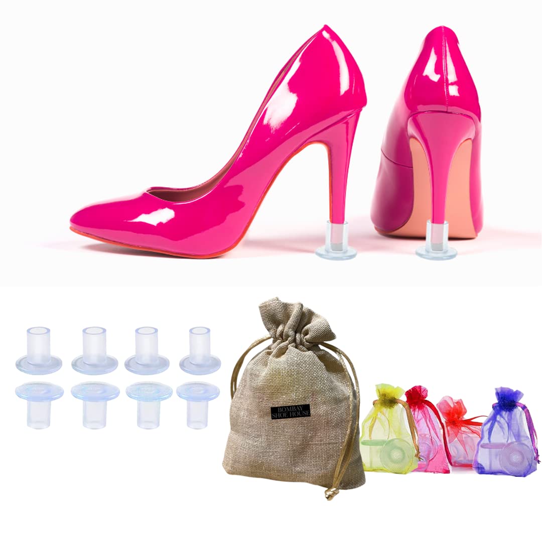 Bombay Shoe House High Heel Protectors Heel Stopper (Clear) for Walking on Grass and Uneven Floor, Heel Sink Stoppers for Women Wedding Shoes - XS/S/M/L (4 Pairs)