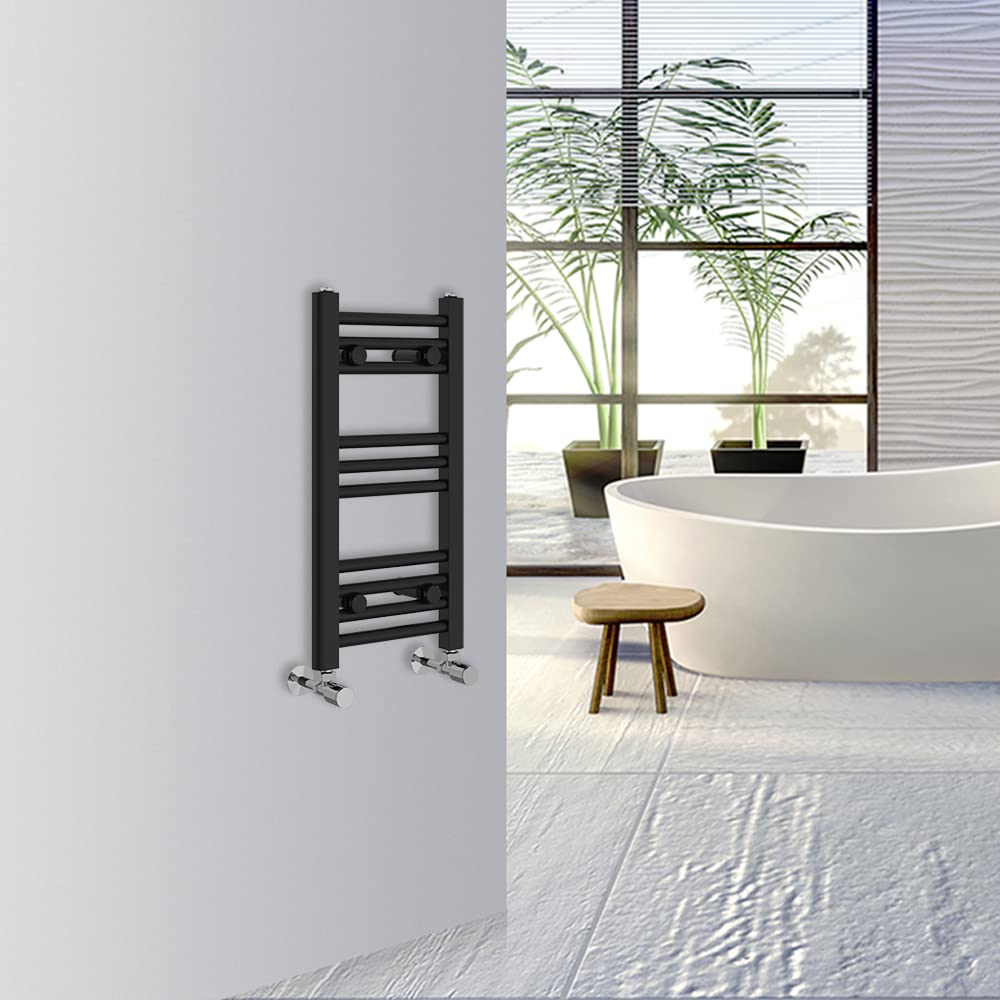 Warmehaus Straight Bathroom Heated Towel Rail Warmer 600x300mm Black — image 1