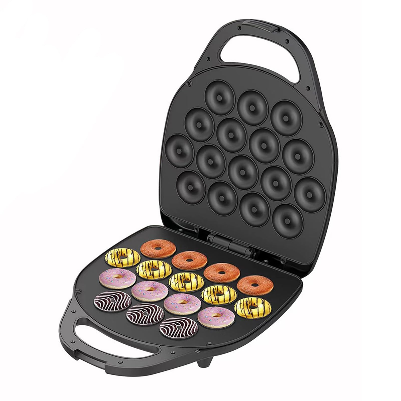 Luocute Mini Donut Maker Electric Donut Machine Donut Pan Doppelseitige Heizkuchenhersteller für 16 Kleine Donuts für Hausgemachte Restaurants Cafes Snack Bars Partys