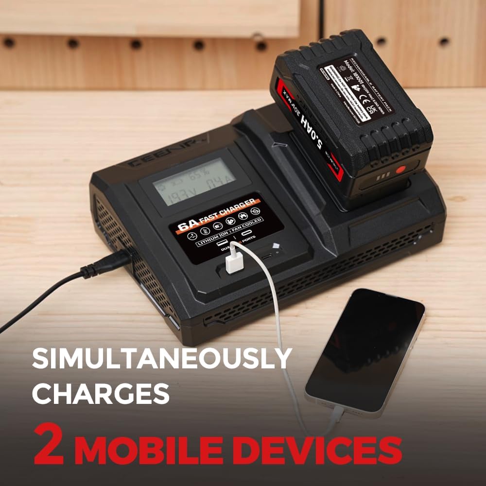 CEENR 6A Charger Compatible with Black and Decker 20V Lithium Battery Charger,Replacement for LCS1620/LCS1620B/LBXR20CK/BDCAC202B Charger and 20V MAX Battery