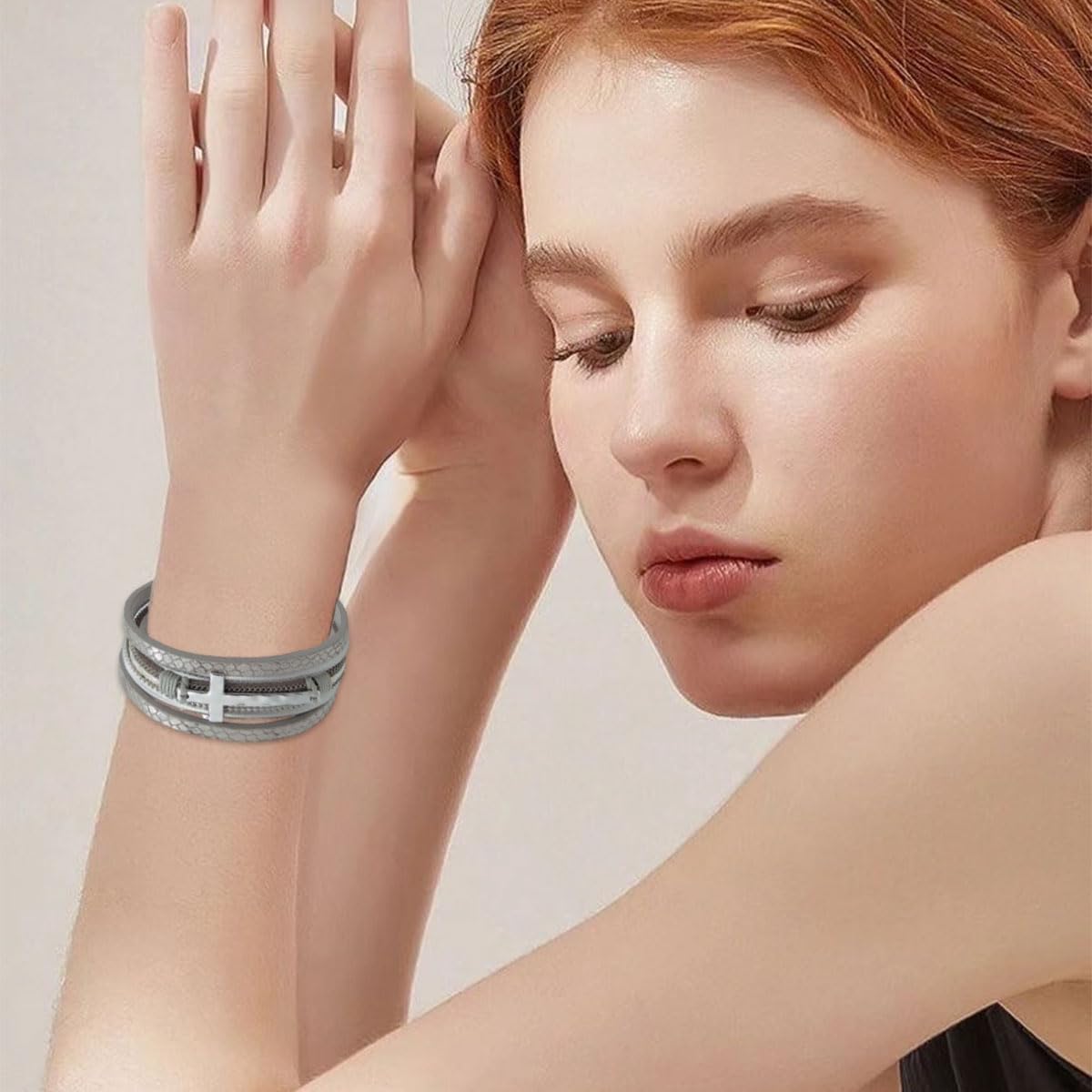 Leather Wrap Bracelets Cross Bracelets Trendy Layered Bracelet for Women Stackable Bracelet Jewelry Birthday Christmas - Image 4