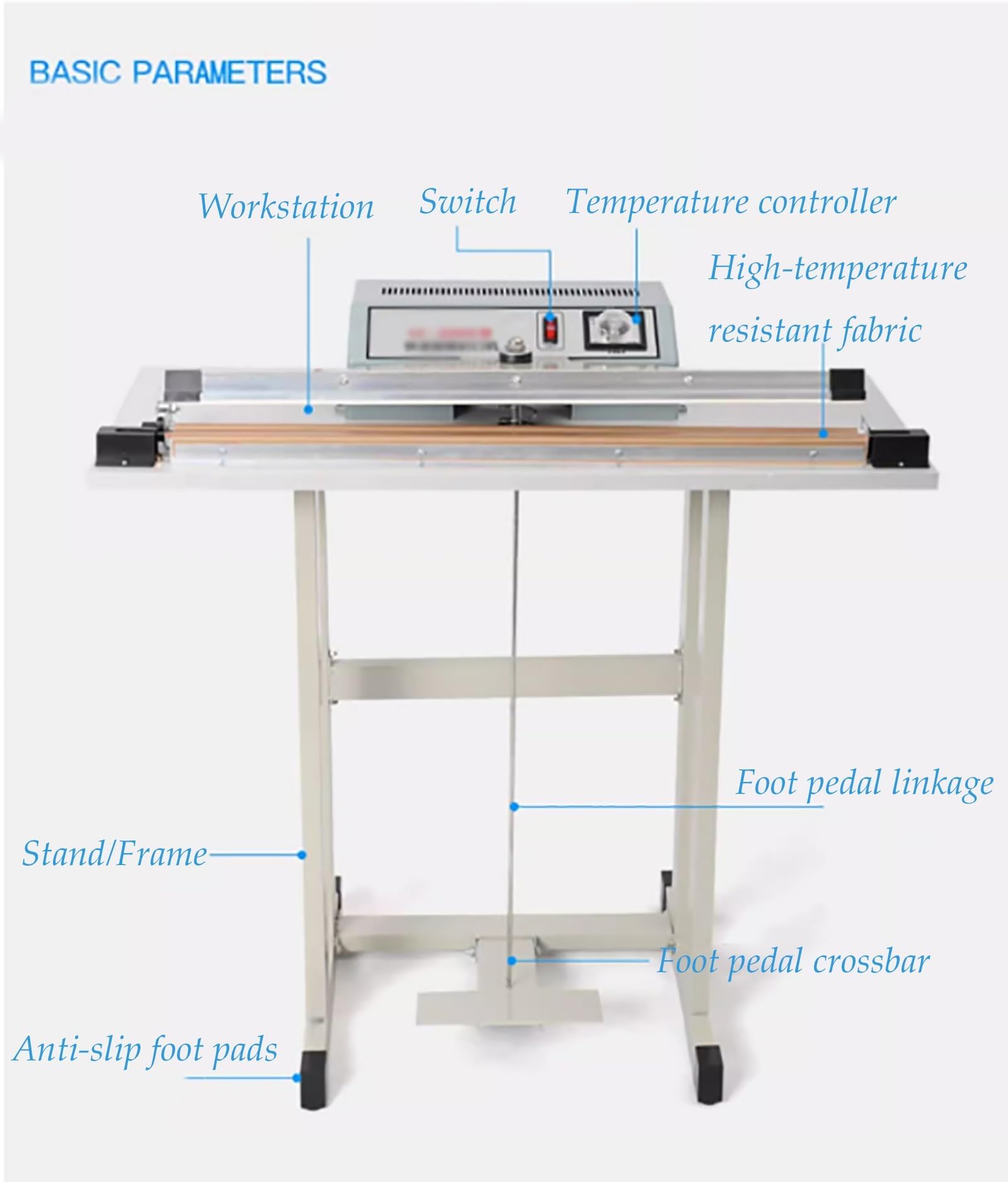 Sigillante a pedale per sacchetti a pedale, termosaldatrice regolabile per plastica, pellicola, carta kraft e imballaggi alimentari, sigillante a impulsi da 40 cm, per casa e piccole imprese