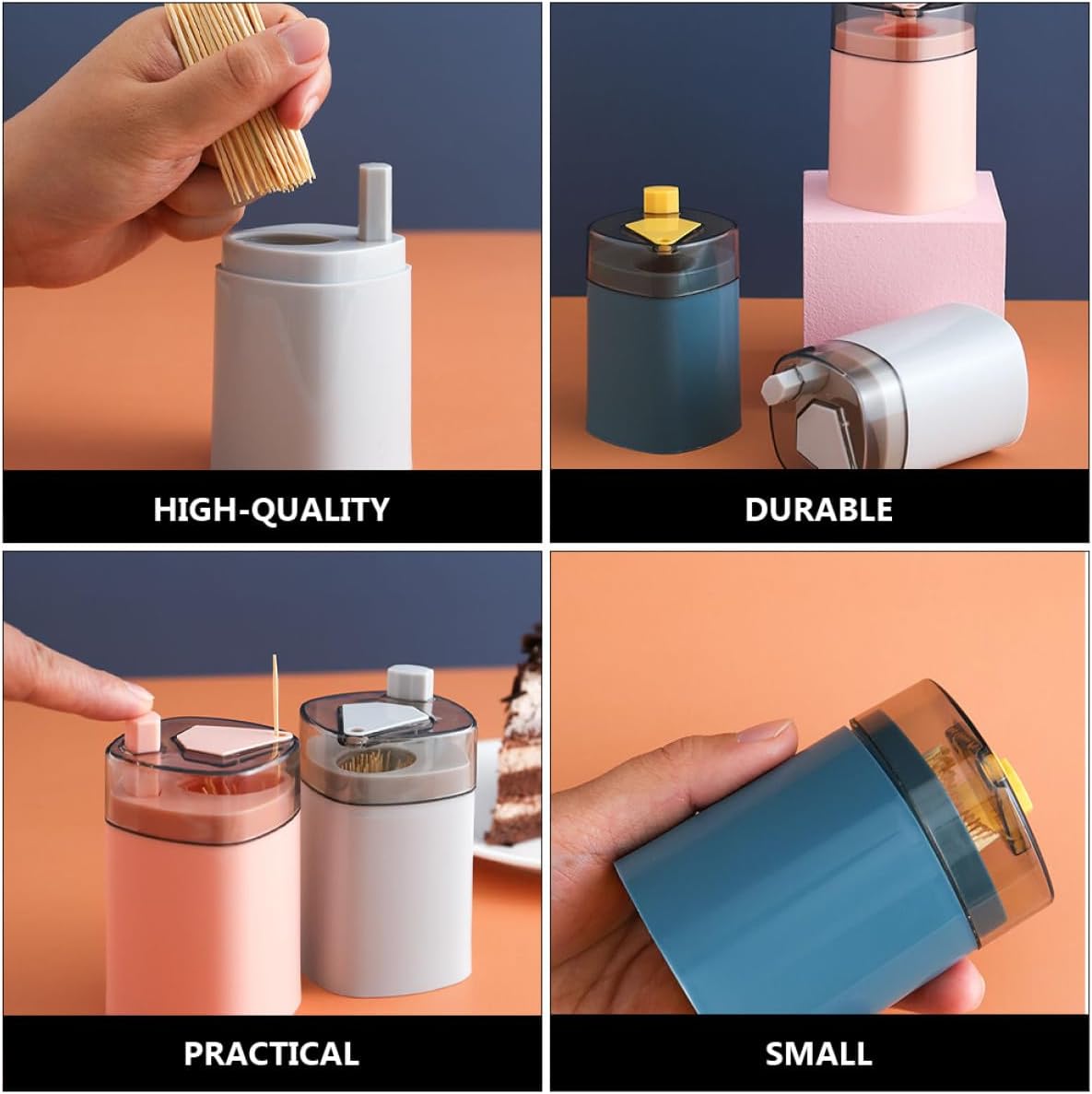 3pcs Toothpick Holder Dispenser Set Portable Pop-up Toothpick Case Fruit Pick Container Kitchen Gadget for Dining Table Party Supplies image 3