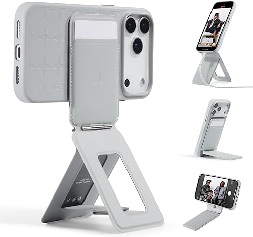 Miniatura 33 de MOFT Trípode para teléfono con palo selfie para iPhone, soporte de iPhone de múltiples ángulos, soporte de teléfono ligero y portátil, imanes Seafoam