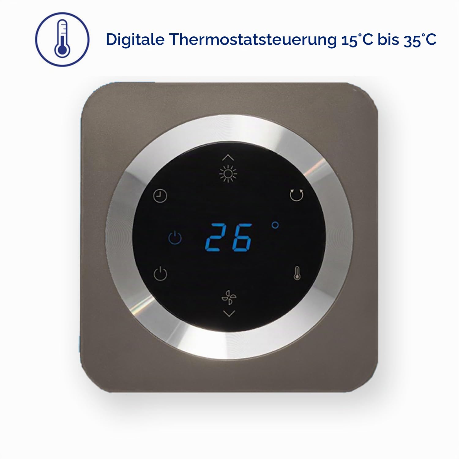 Clean Air Optima CA-904 Smart 2in1 Design Heizlüfter Heizen Kühlen 1000/2000 Watt Digitaler Thermostat 15-35°C Oszillation 80º bis 40m²/100 m³ Kupfer