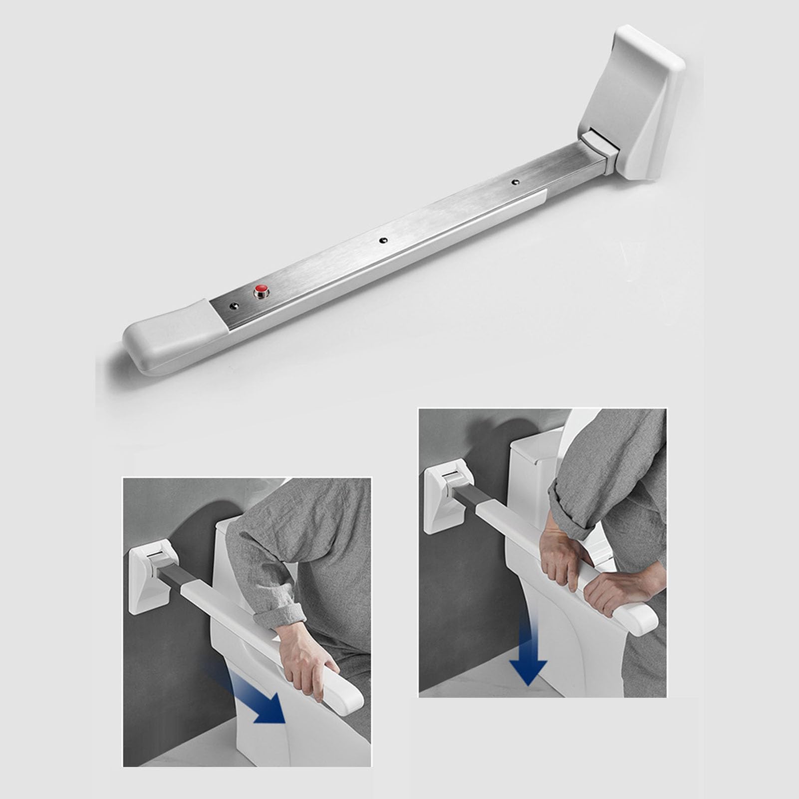 Rosvola Barra de Agarre Abatible Barra de Seguridad para Baño de Acero Inoxidable Antideslizante para Personas Mayores y Discapacitadas 76 X 8 X 5,5 Cm
