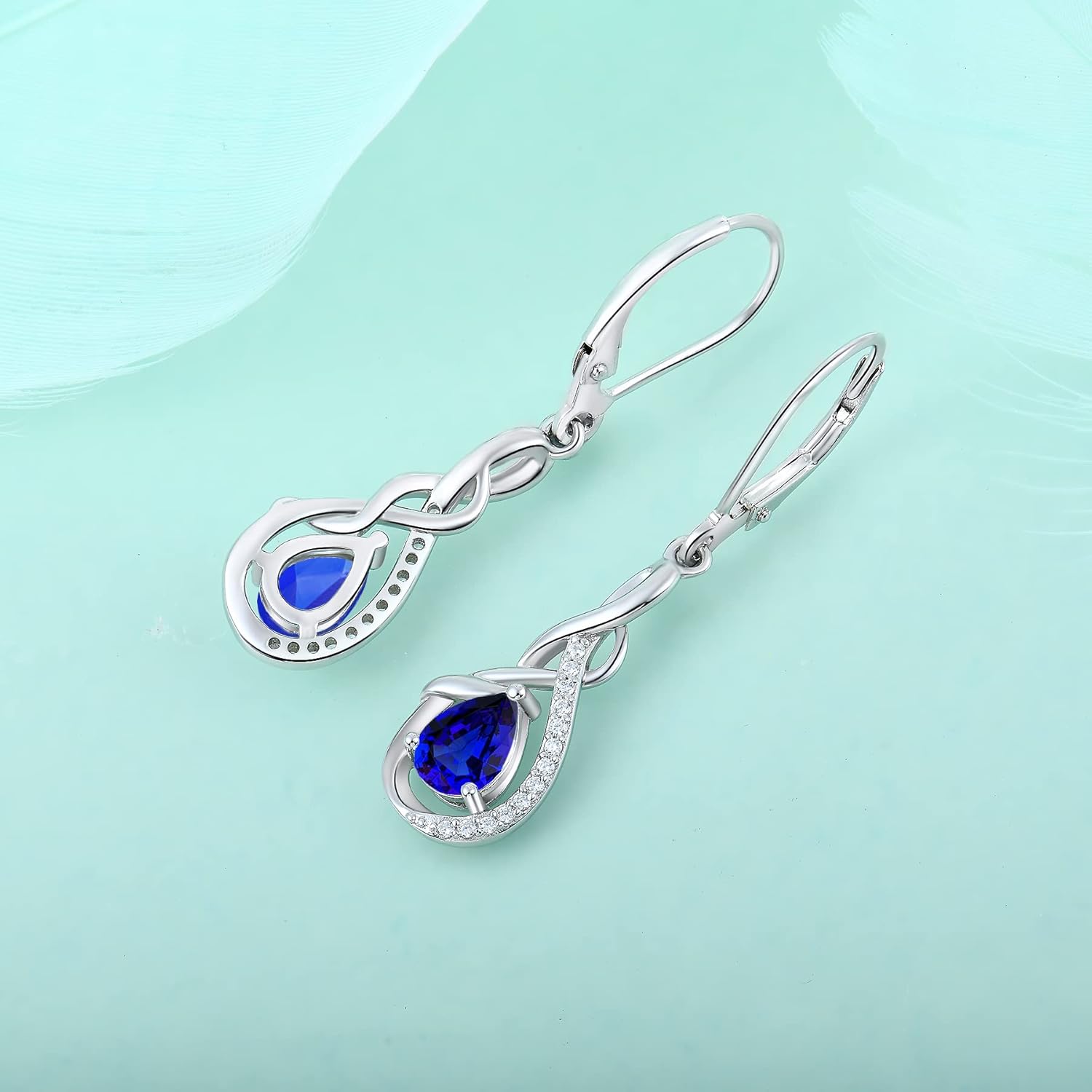 Starchenie Infinity Dangle Drop Earrings Sterling Silver Leverback Earrings Gemstones Twisted Jewelry - Image 5