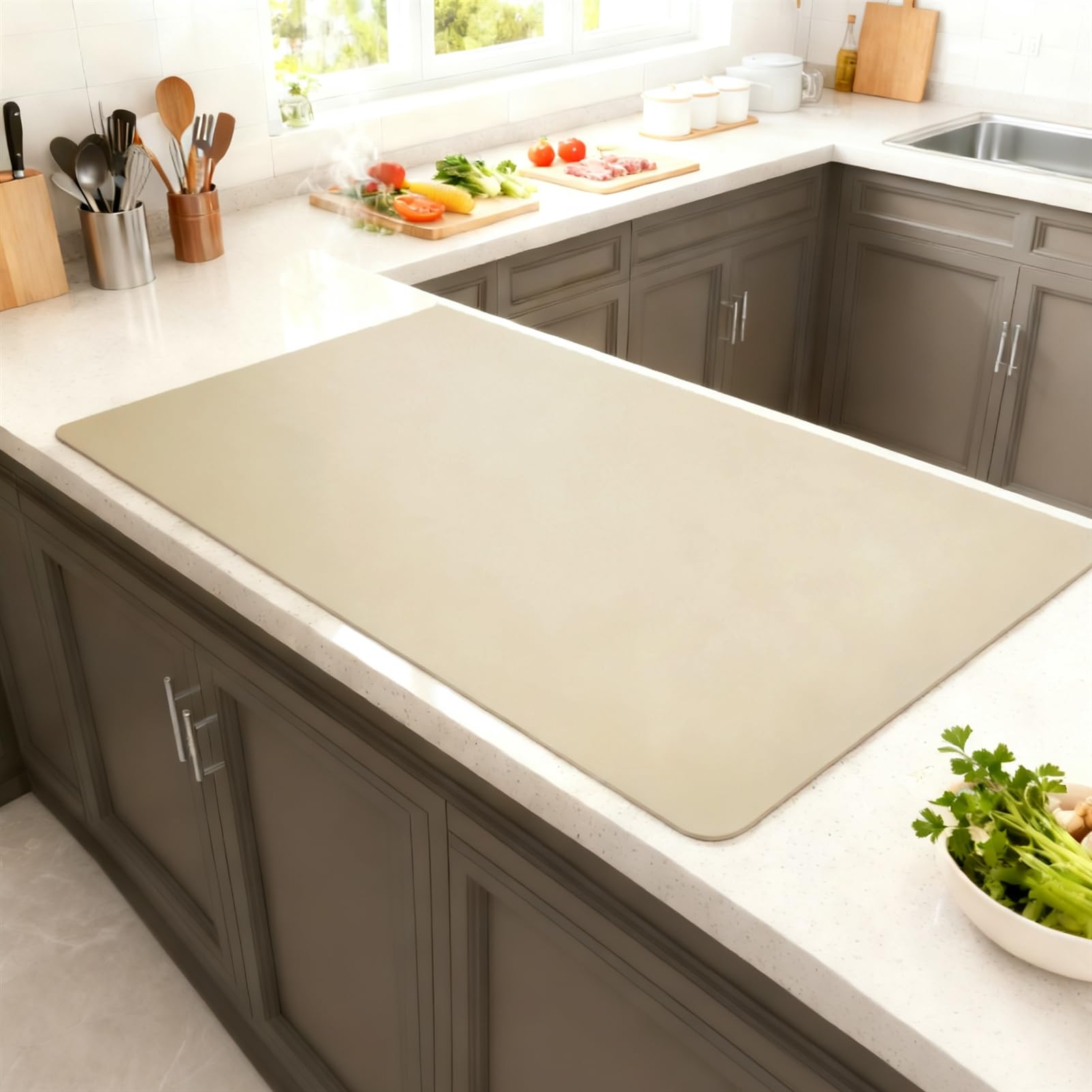 Odporna na wysokie temperatury silikonowa mata kuchenna, antypoślizgowy bieżnik na stół, ochrona powierzchni roboczej, 50 x 140 cm, idealna do gotowania i pieczenia Tapis de Cuisine en Sile