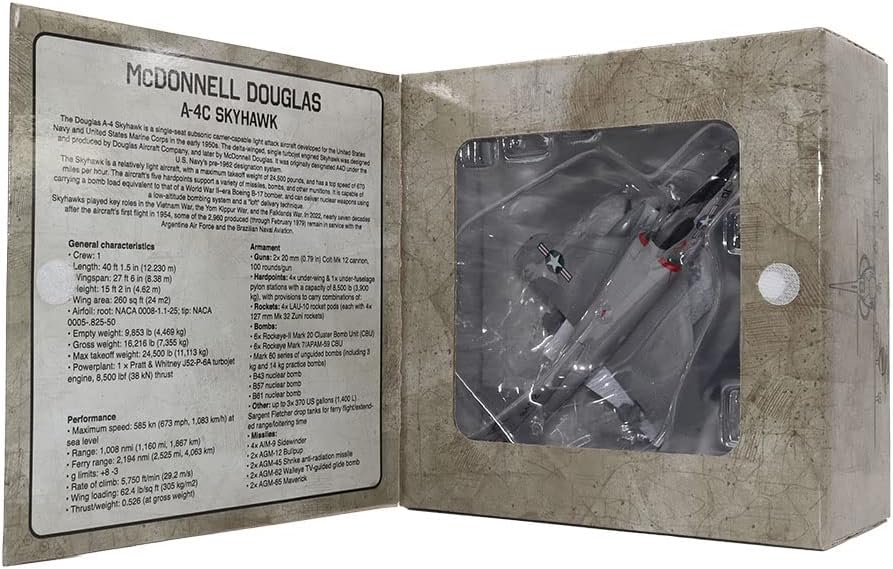Motor city classics 1:72 Scale Military Diecast Collectible | Mcdonnell Douglas A-4C Skyhawk | Militaria Diecast Model 27291-56