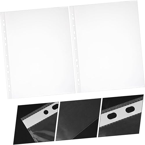 Miniatura 2 de STOBOK 100 piezas A4 para archivos, envoltorio de archivos, fundas de papel de plástico, protectores de páginas, protectores de página, clips de