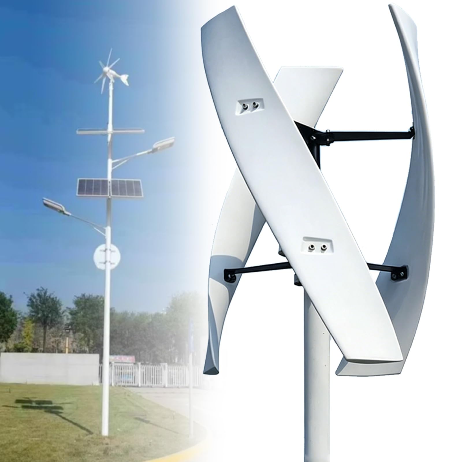 Turbina Eólica 16000W 20000W Generador de Molino de Viento 3 Palas, Aerogenerador Vertical Energía Eólica Vertical Controlador MPPT 12V/24V/48V/220V(16000W,12V)
