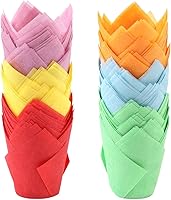 Vista 13 de Ruisita 150 piezas de mini tazas para hornear, tulipán, forros para magdalenas, forros para magdalenas, para bodas, cumpleaños, Navidad, fiestas