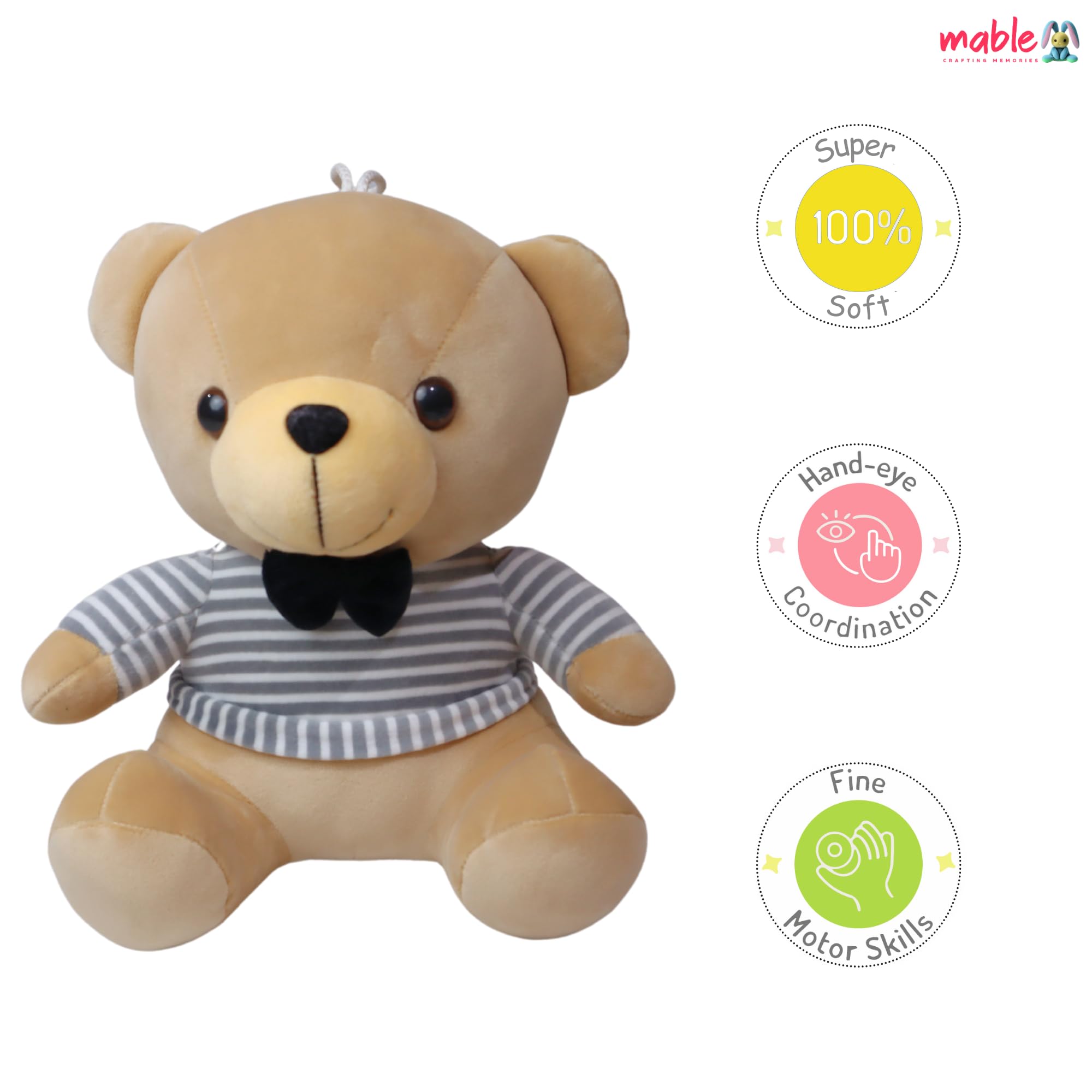 MABLE Cute Cuddly Teddy Bear | Soft Plush Stuffed Animal Toy | Huggable & Fluffy Soft Toy for Kids, Boys & Girls | Perfect Birthday & Valentine Gift for Loved Ones (30cm) 2