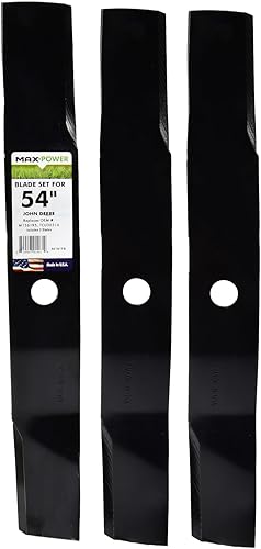 Juego de 3 cuchillas para muchos cortacéspedes John Deere de 54 pulgadas. Sustituye a los OEM # M136195 y TCU30316