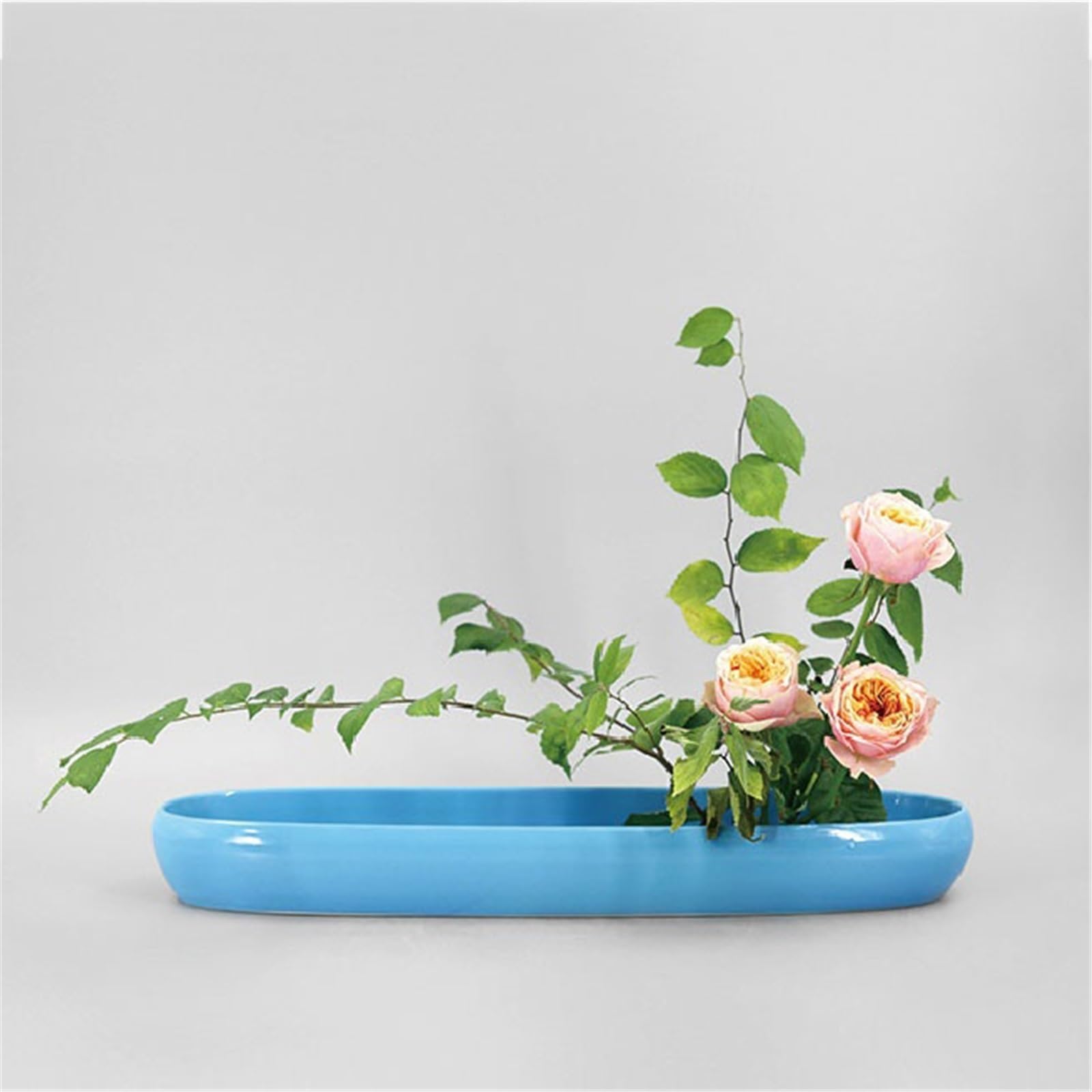 podstawka pod doniczkę na rośliny, minimalistyczna ceramiczna podstawka na kwiaty, owalne pojemniki do dekoracji domu, układania kwiatów (niebieska)