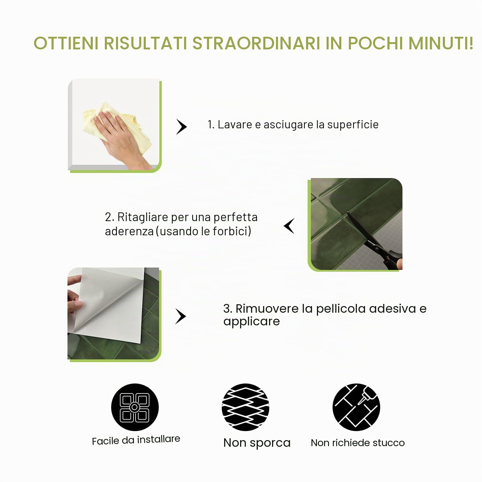 Upgrade - Piastrelle adesive 3D, autoadesive, 2,5 mm, per cucina, cucina, 10 pezzi (30,5 x 30,5 cm)