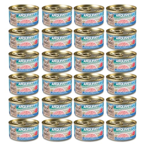 24er-Pack - Roter Thunfischfilets mit Sprotte - 80g Dosen - Katzenfutter nass - ARQUIVET – Bild 3