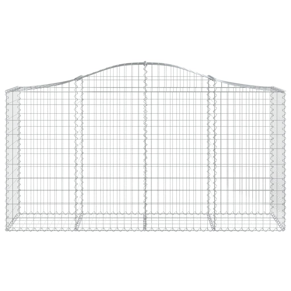Gaviones con arco alto, 30 unidades, 200 x 50 x 100/120 cm, hierro galvanizado | Robusto gavión de hierro galvanizado como protección contra el viento y decoración para jardín, jardín delantero o terraza.