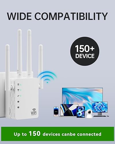 Miniatura 3 de Extensor WiFi, extensor WiFi amplificador de señal de doble banda (5.0G y 2.4G) AC1200Mbps 10 veces más rápido WiFi 6 cobertura a 13888 pies