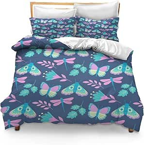 Kinder Bettwäsche Set Rosa Regenbogen - Botanische Blumen Design