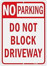 T&R Large No Parking Sign Do Not Block Driveway Sign - 14 x 10 Inches Rust Free .040 Aluminum Reflective - UV Protected, Waterproof and Fade Resistant - 6 Pre-drilled Holes