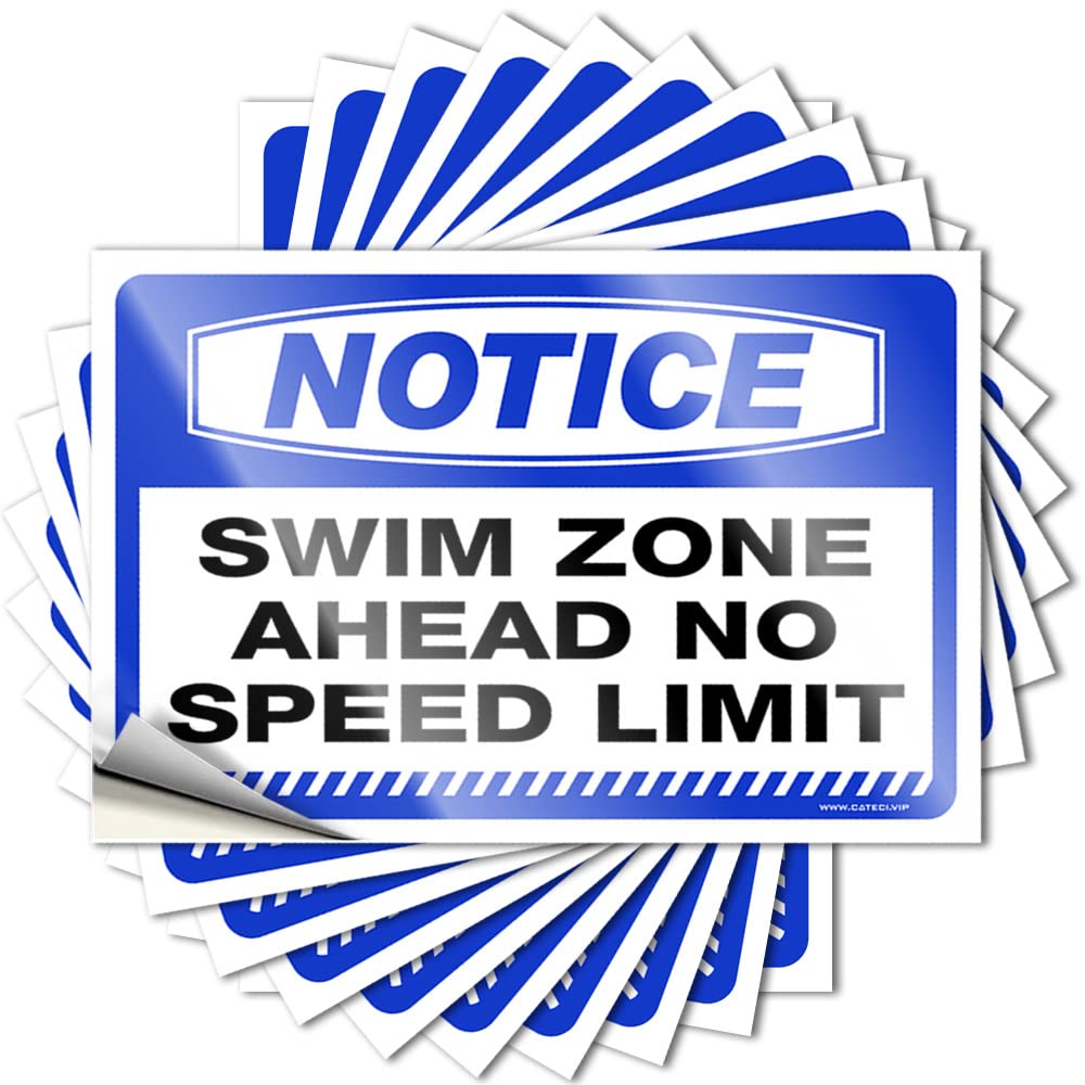 Notice Swim Zone Ahead No Speed Limit Grunge Badass - Tattoo Door Waterproof Decal(6X9CM)