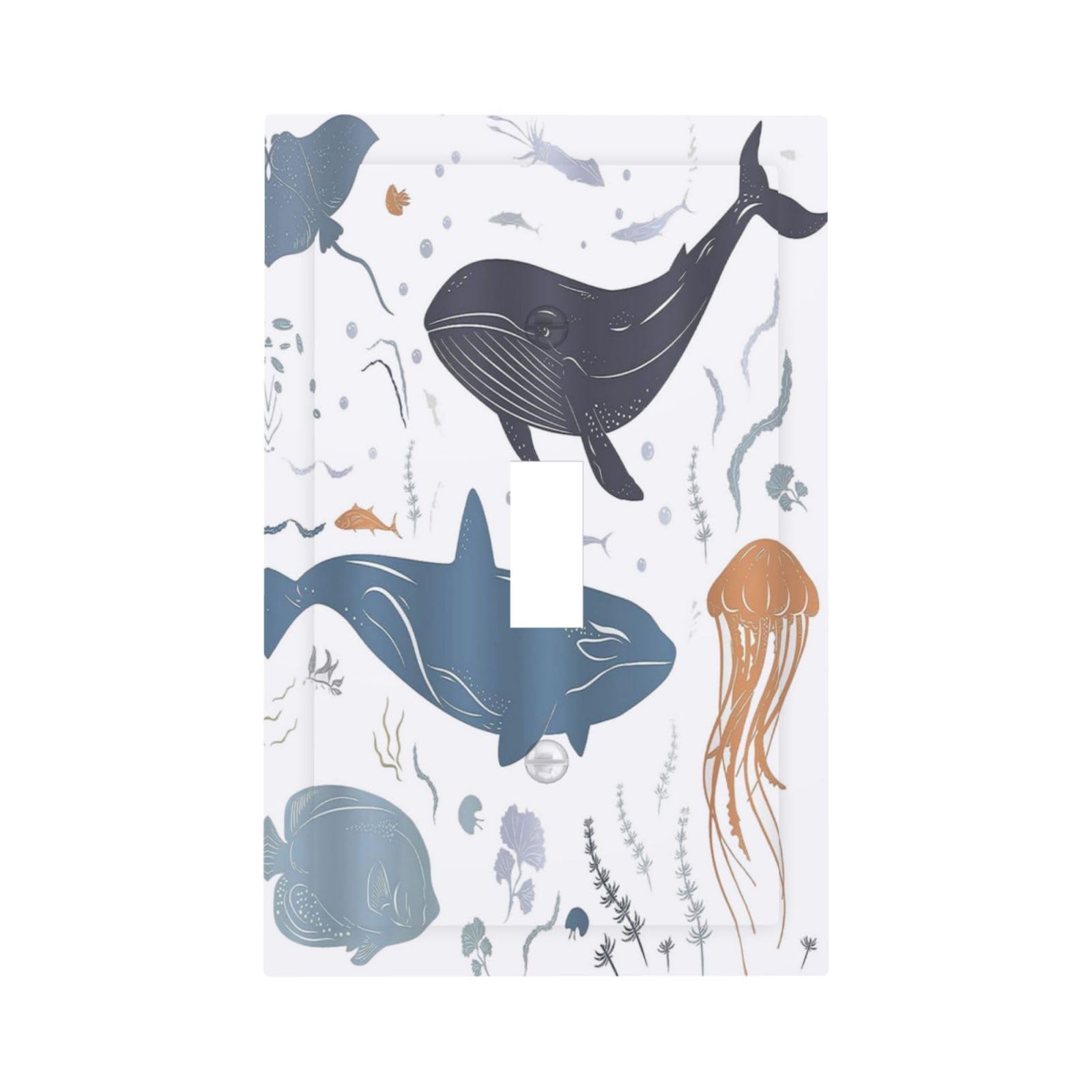 Wpshijia Kids Sea Animal Decorative 1 Gang Single Toggle Light Switch Covers Decorative Wall Plate Switchplate Electrical Faceplate for Nursery Kidsroom Bedroom Decor