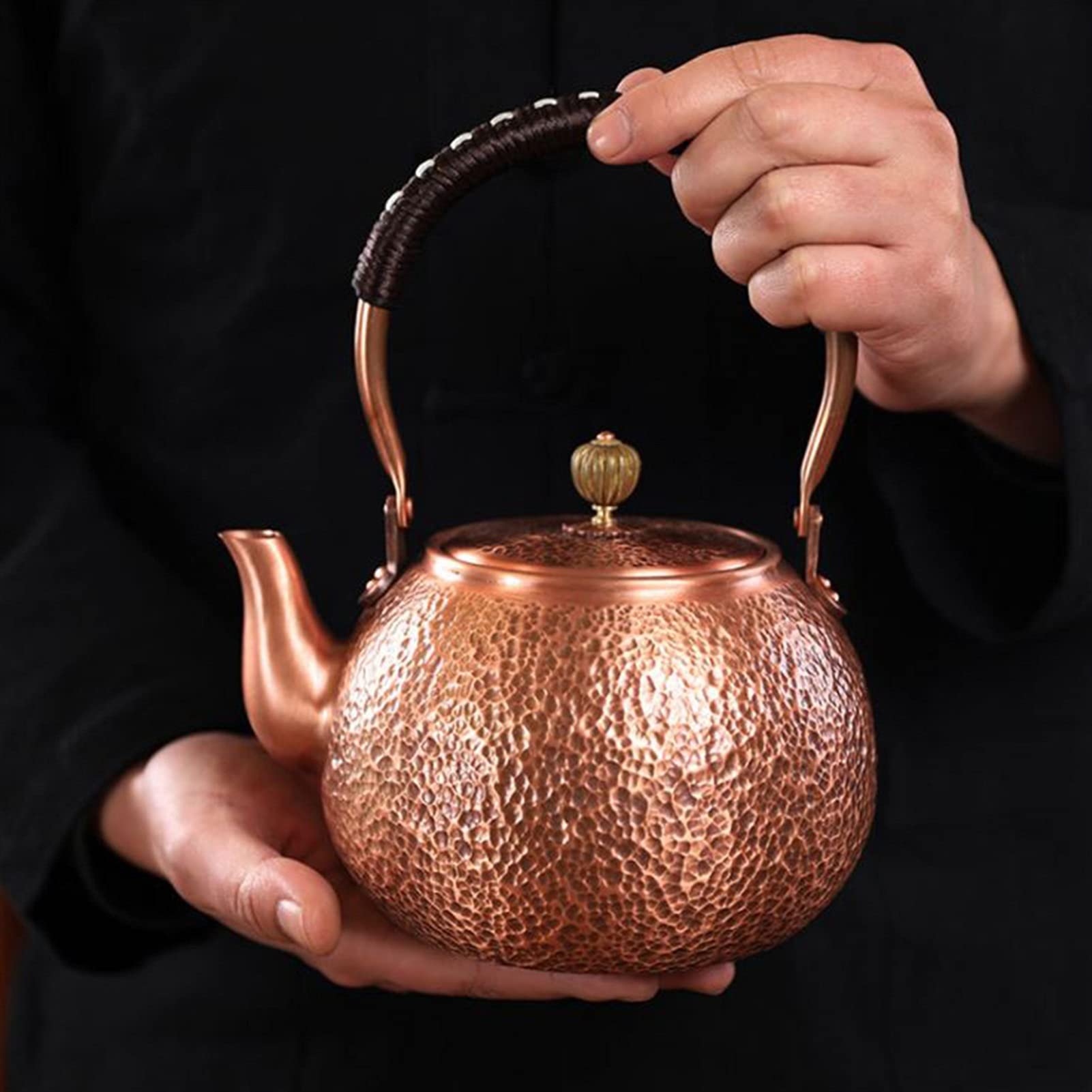 Teiera Classica Bollitore per tè con Acqua bollente in Rame Rosso Puro Teiera Fatta a Mano con Filtro Teiera bollente Set da tè Sanitario di Grande capacità Bollitore per tè Teiera