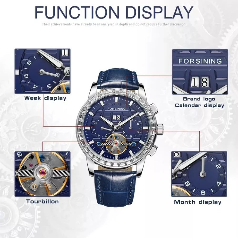 Hollow Skeleton Tourbillon automatyczny mechanizm męski zegarek ustawienie diamentów kalendarz tydzień miesiąc wielofunkcyjne wodoodporne luksusowe zegarki mechaniczne