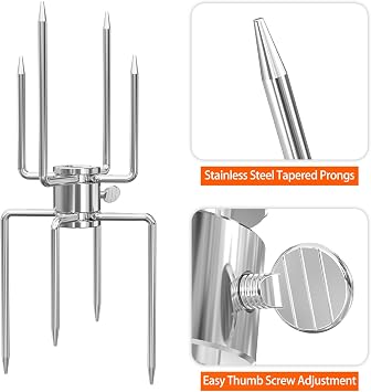 onlyfire Double Sided 4 Pronged Rotisserie Fork for Most Grills, 1pc