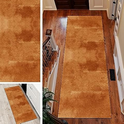 Soft Non-Slip Orange Runner Rug for Hallway Cover