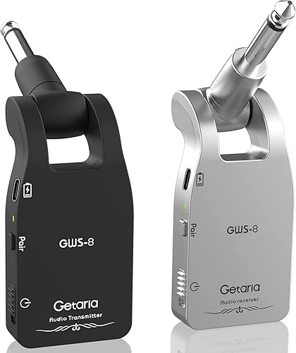 Getaria Sistema de guitarra inalámbrica 2.4 GHz transmisor de guitarra inalámbrica Receptor Guitarra eléctrica Batería de litio recargable