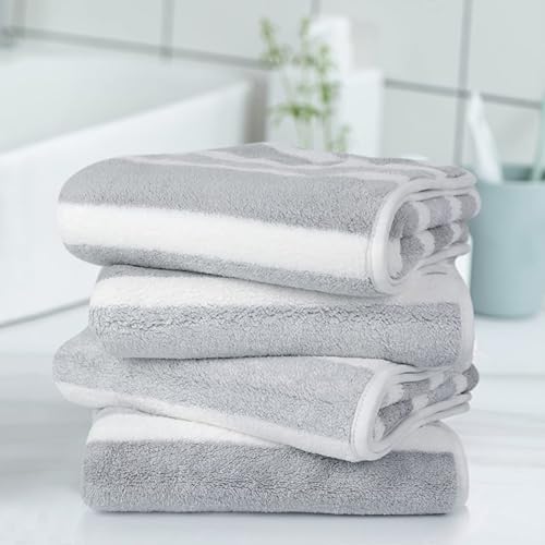 Miniatura 6 de KinHwa Toallas de mano de microfibra para baño, toallas faciales suaves y absorbentes, toallas de mano de baño grises para spa y baño, 30 x 16