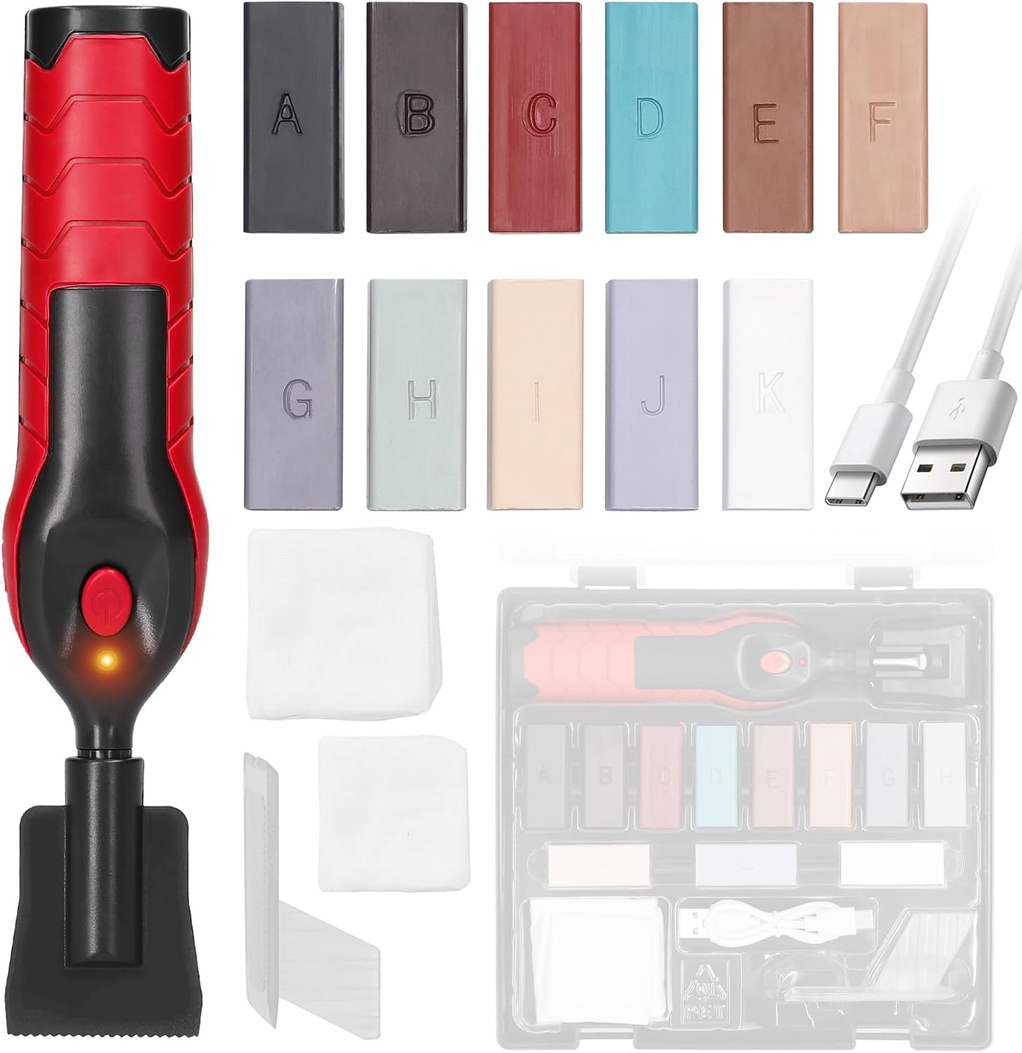 Hardwood Floor Repair Kit - 24Pcs Laminate Vinyl Wood Furniture Floor Repair Kit with Heat Pen 11 Colors Floor Wax Touch up Marker Pen Floor Scratch Repair Remover for Cracks, Holes, Table, Cabinet
