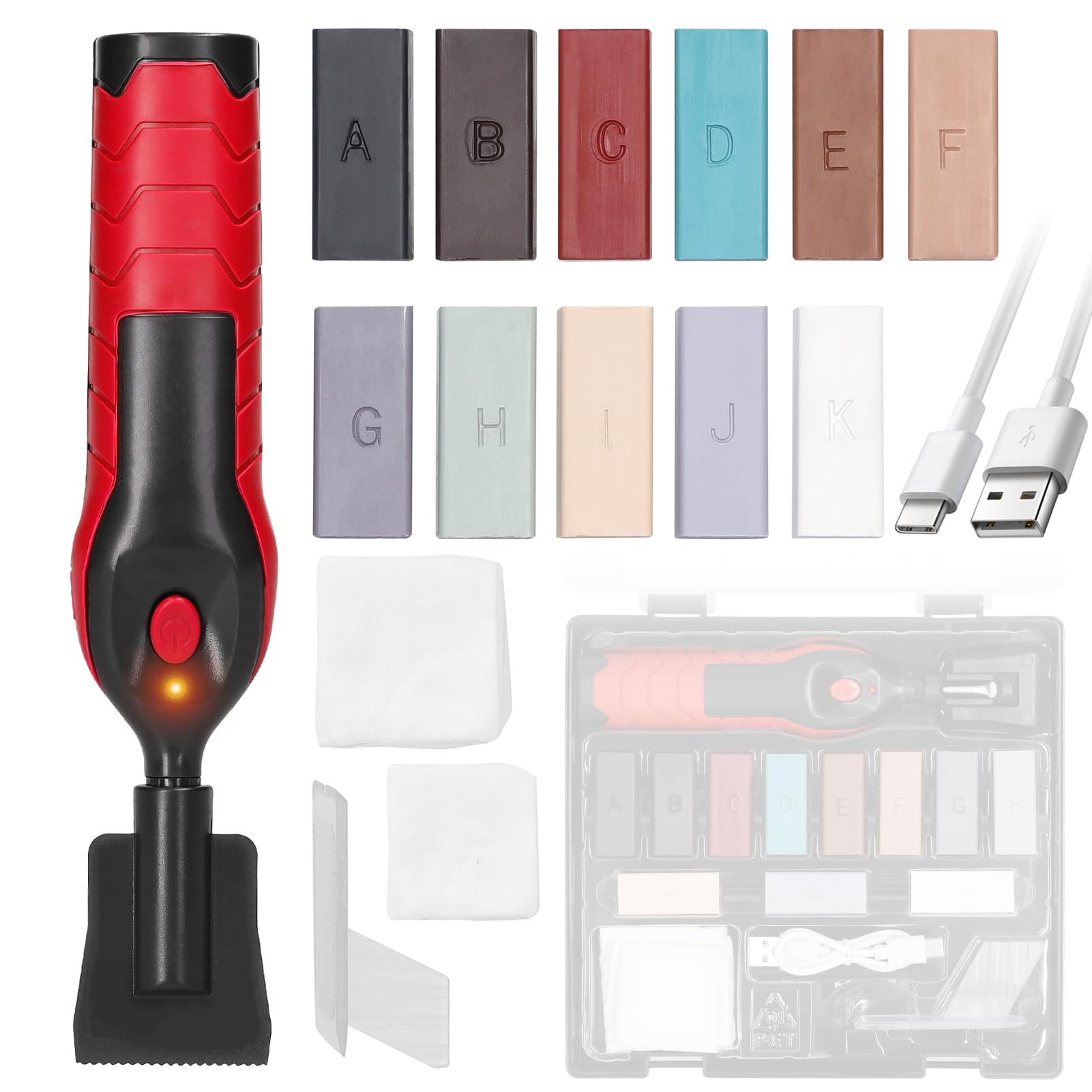 Hardwood Floor Repair Kit - 24Pcs Laminate Vinyl Wood Furniture Floor Repair Kit with Heat Pen 11 Colors Floor Wax Touch up Marker Pen Floor Scratch