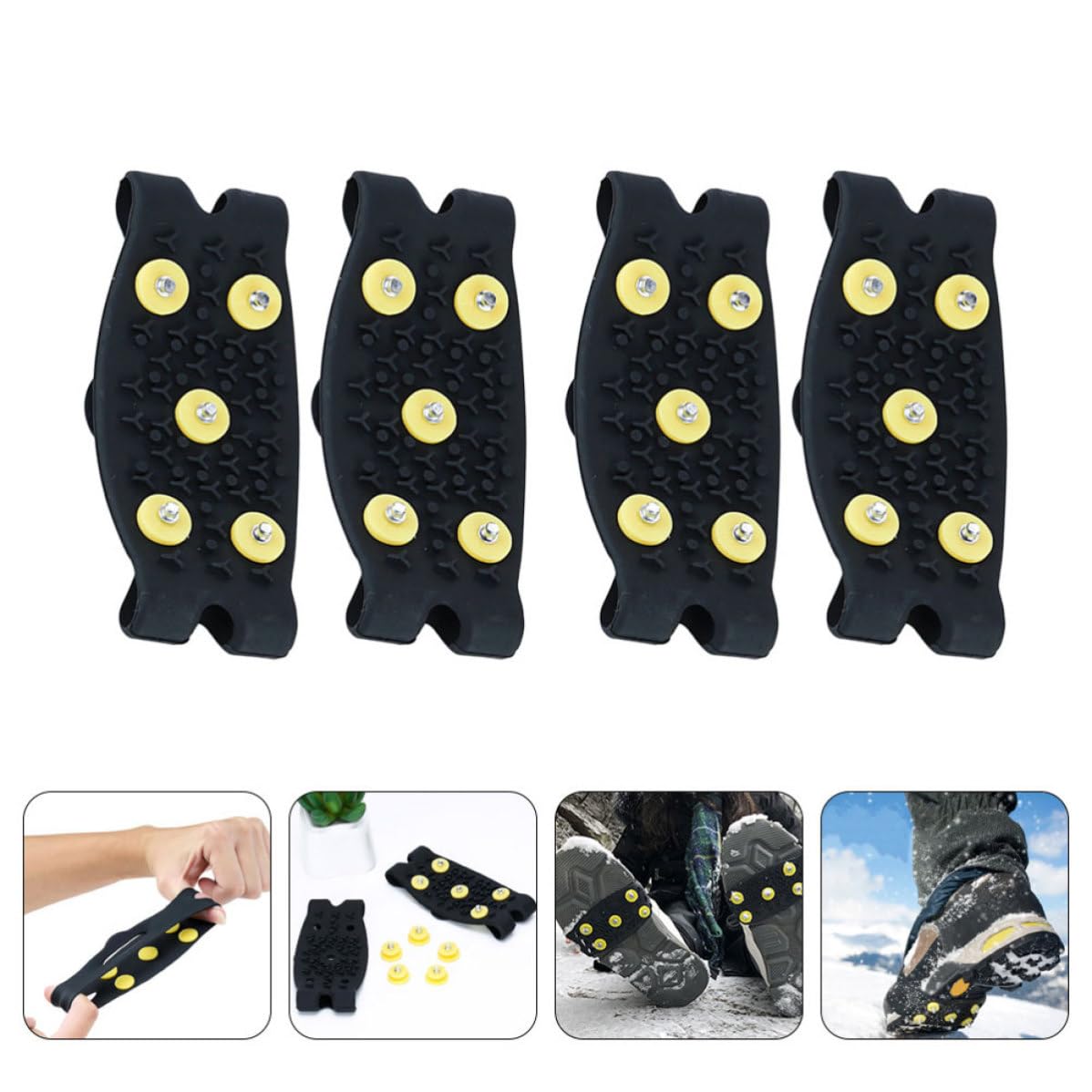 Pinzas Antideslizantes para Zapatos de Niños y Mujeres, 2 Pares de Crampones Plegables de TPE 5 Dientes para Jogging y Pesca en Hielo