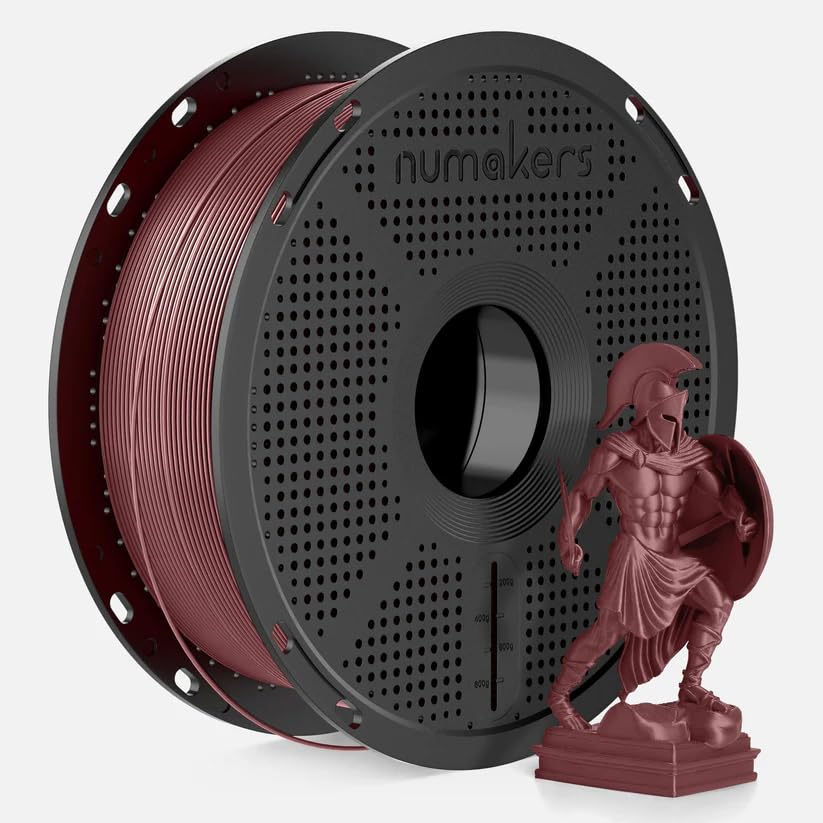 Numakers PLA Metallic 3D Printer Filament 1.75mm, 1kg Spool (2.2 lbs) – Silk Shiny Finish, High Precision ±0.02mm, Smooth Printing, Low Warp Compatible with Most FDM 3D Printers (Burnished Copper)