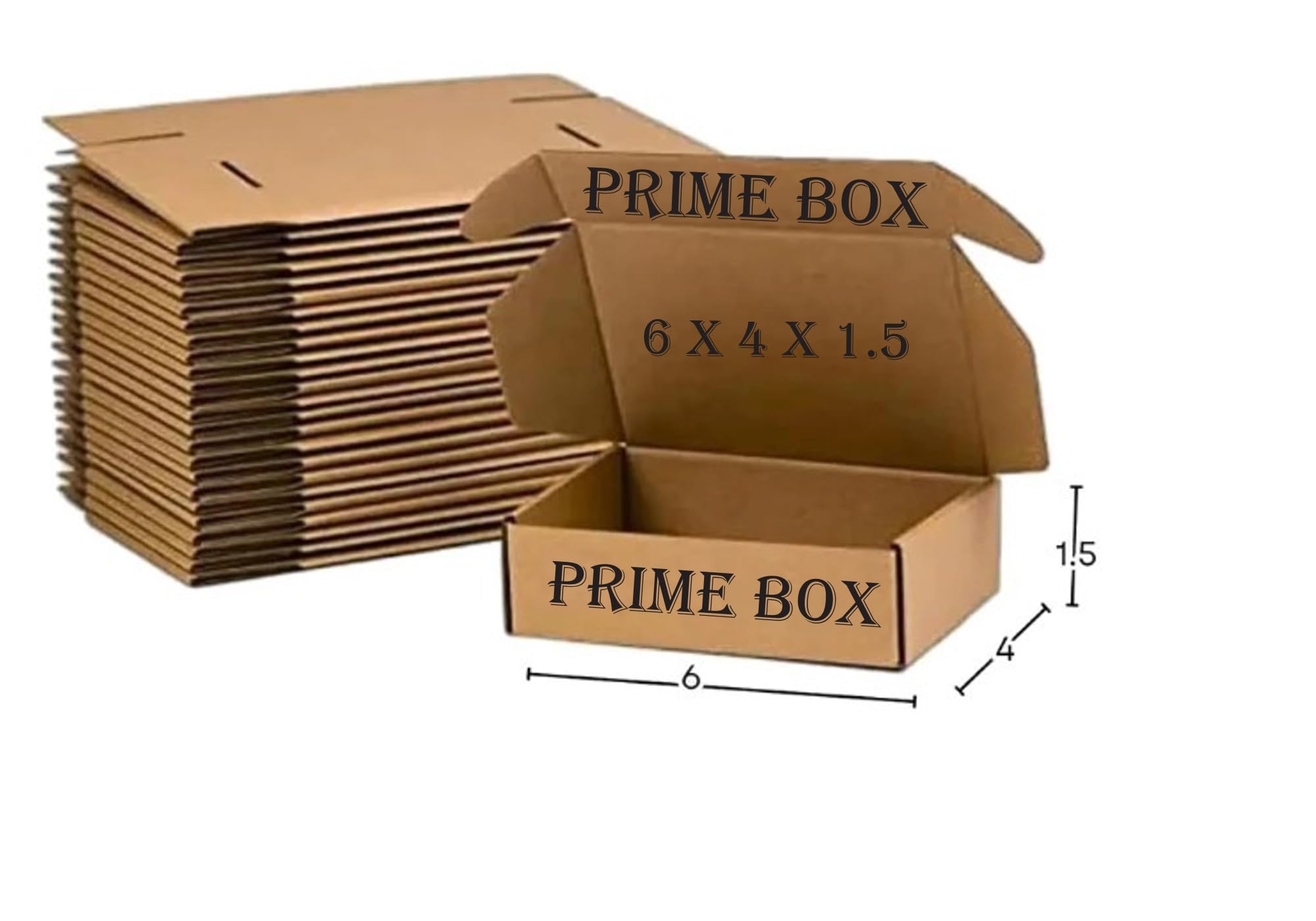 PRIME BOX Self Locking 6 x 4 x 1.5 Inch Corrugated Packaging Box Pack of 50 | 3 Ply High Strength E-Flute | Ideal for Courier, Storage & E-Commerce Shipping-image-45