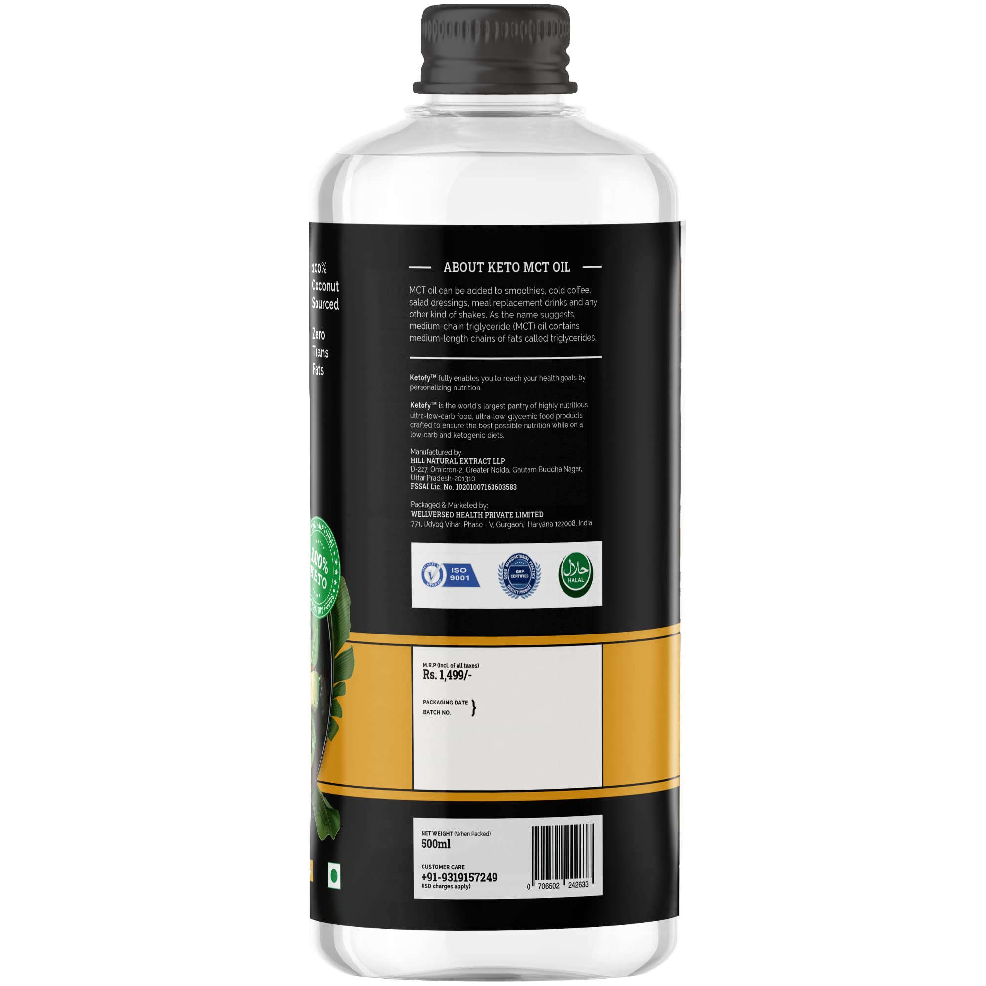 Ketofy - Keto MCT Oil (500ml) | Sourced from Pure Coconut | Enriched with C8 and C10 MCT Oil | For Weight Management, Instant Energy, and Intense Focus | Keto MCT Oil for Bulletproof Coffee - Image 7 thumbnail