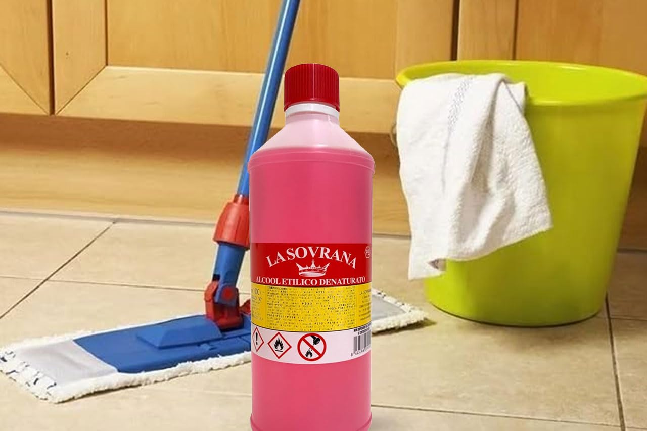 Alcool Denaturato 94° Etilico confezione da 12 x 1 lt, In omaggio un paio di Guanti in nitrile dorso spalmato marchio Hytama Tools
