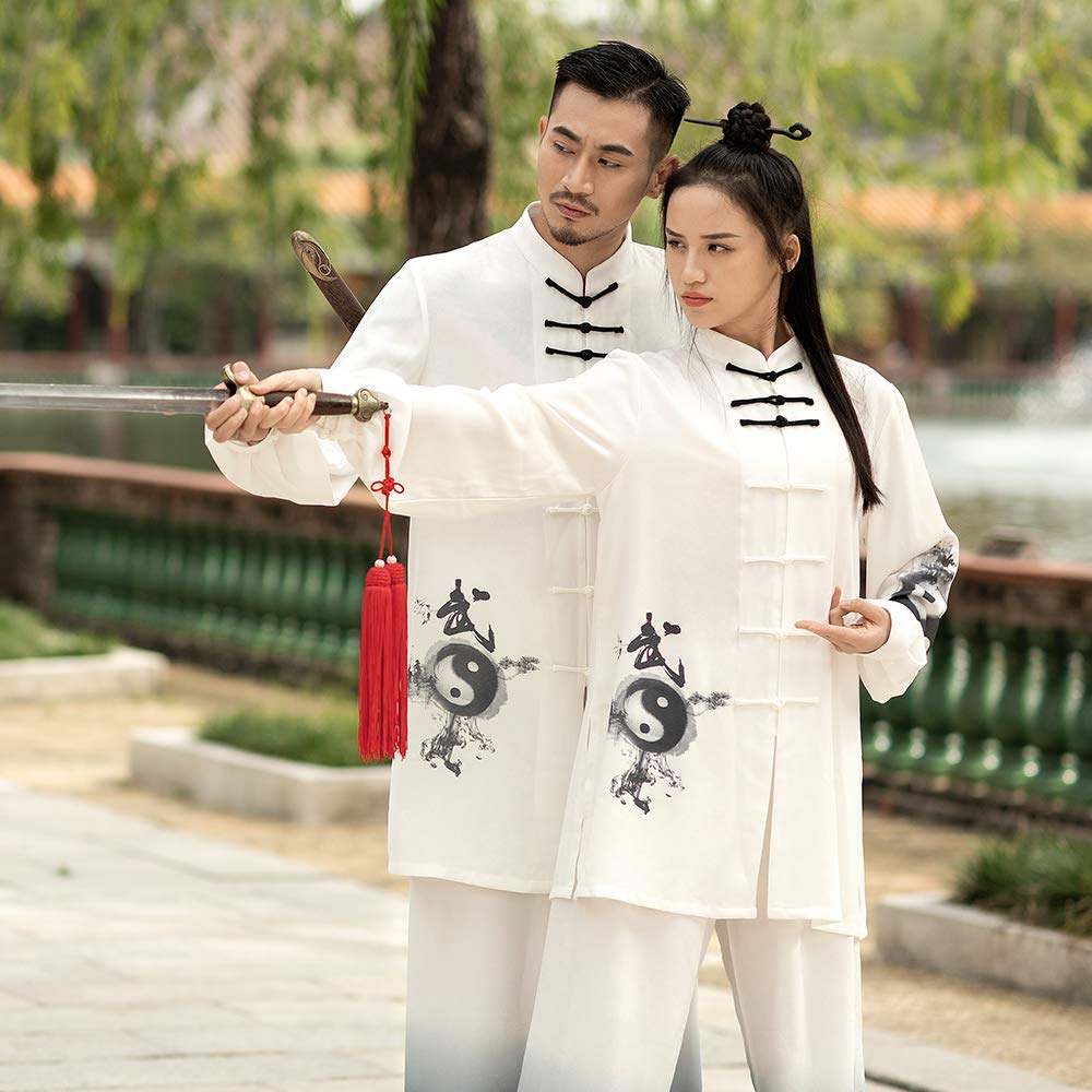 KSUA Uniforme unisex de Kung Fu para artes marciales de seda y lino, manga larga, ropa de tai chi, para ejercicios, Qi Gong, Kung Fu, Wung Chun