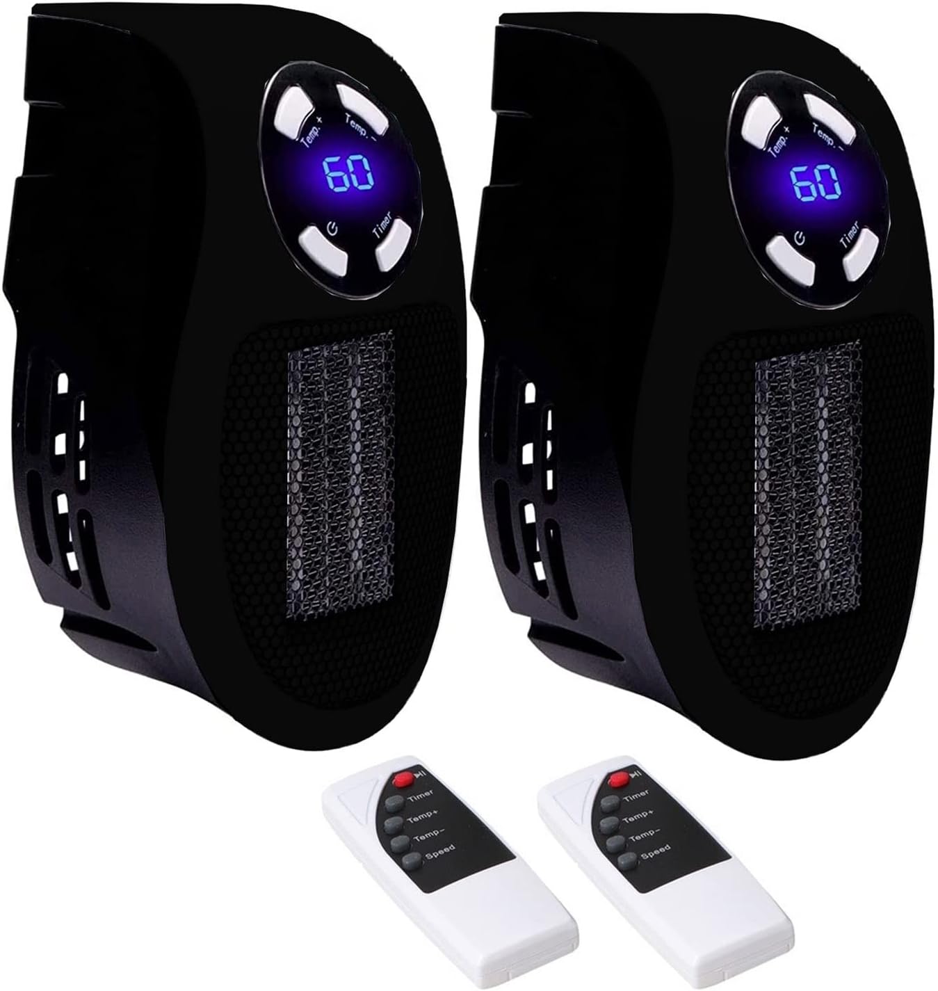 500W Mini Electric Fan Heater, 2PCS Small Plug In Heaters for Home Office Space Heater Portable