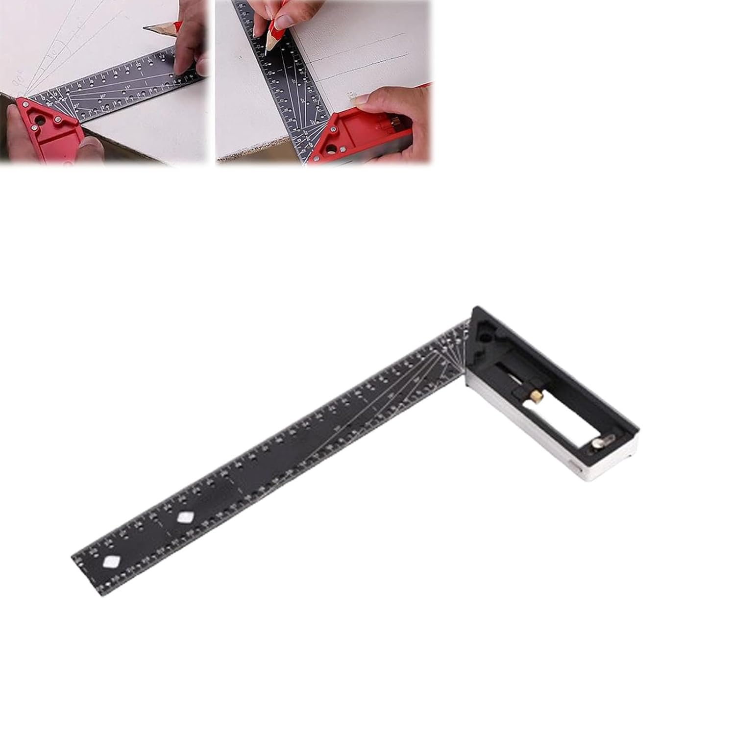 2026 New Multi-Angle Measuring Ruler, Woodworking Square Ruler, Universal Combination Angle, Multifunctional Right Angle, L Square for Precise Measuring, Drawing (Black)
