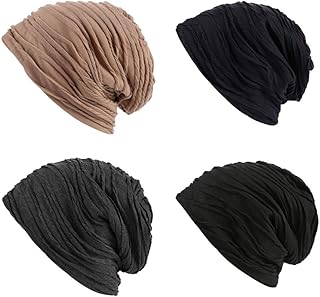4 Pezzi Berretto Unisex In Cotone Morbido Berretto Sciatto Hip-hop Berretto Da Notte Elastico Berretti Per Chemioterapia Contro Il Cancro Senza Peli
