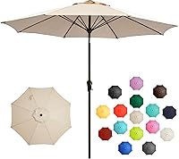 LOUNZY 9FT UV-Resistant Patio Umbrella with Crank Tilt & 8 Fiberglass Ribs - Windproof Shade for Backyard, Pool, Deck
