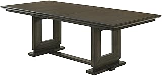 Modern Dining Table 1pc Rectangular Extendable Leaf Trestle Pedestal Base Wooden Dining Room Furniture Contemporary Round Kitchen Chairs Oval Wood Bench Storage Collapsible Counter Living,Brown-Wood