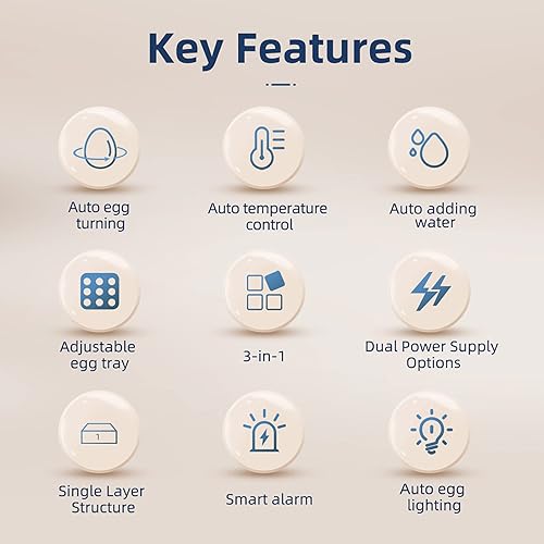 Miniatura 5 de jucyuanhang Egg Incubator 64 Eggs 3 in 1 HatchingHatchingBrooding Incubator with Egg Lighting Function Dual Circuits Automatic Water Replenishment