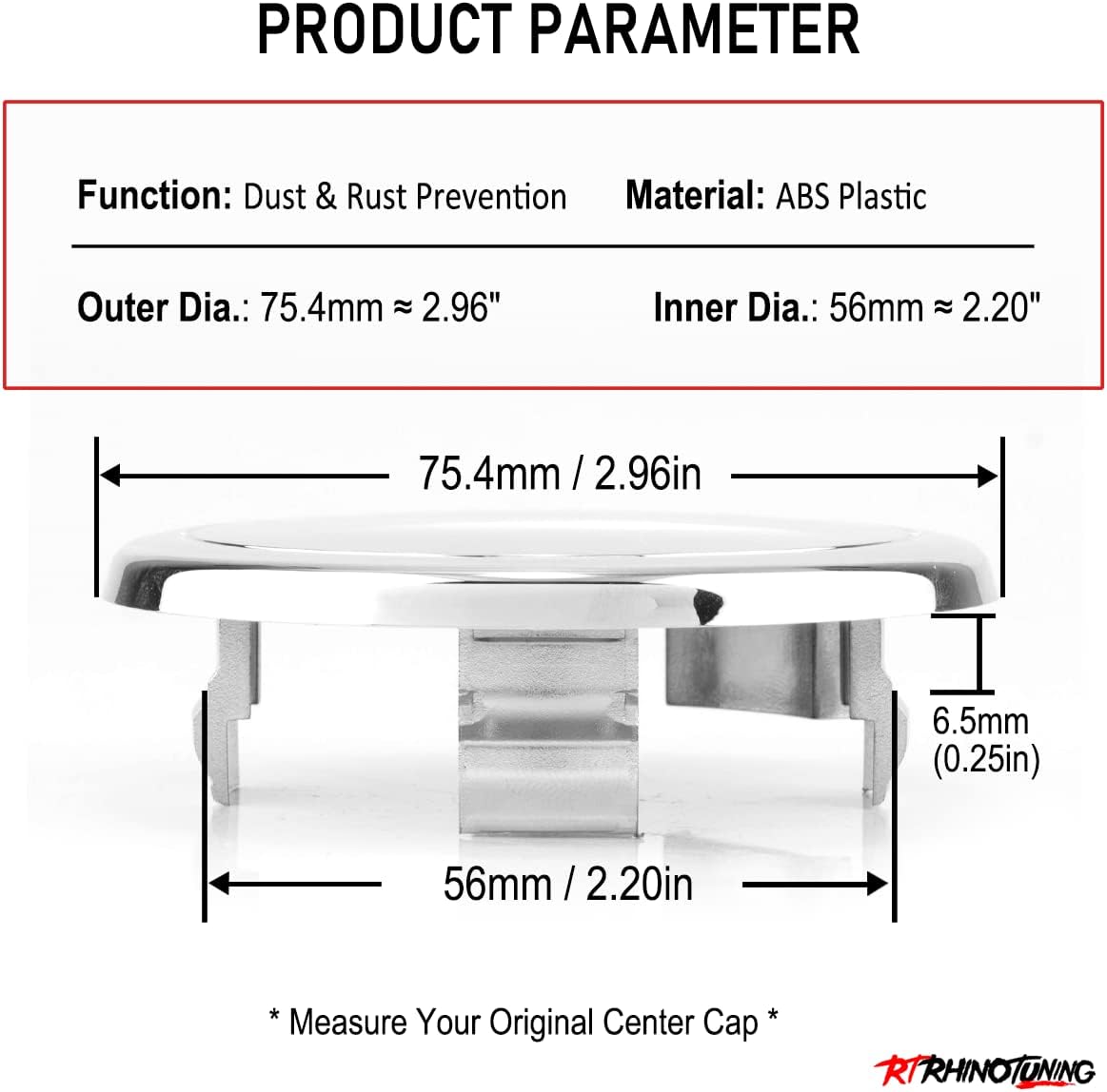 RTrhinoTuning 4PCS 75mm Wheel Center Caps Compatible with Lexas GS 400 GS 430 for Wheel Rim OD: 2.97"(75.4 mm),ID: 2.2"(56 mm) Center Caps Sliver Base Car Wheel Center Hub Caps Hubcaps